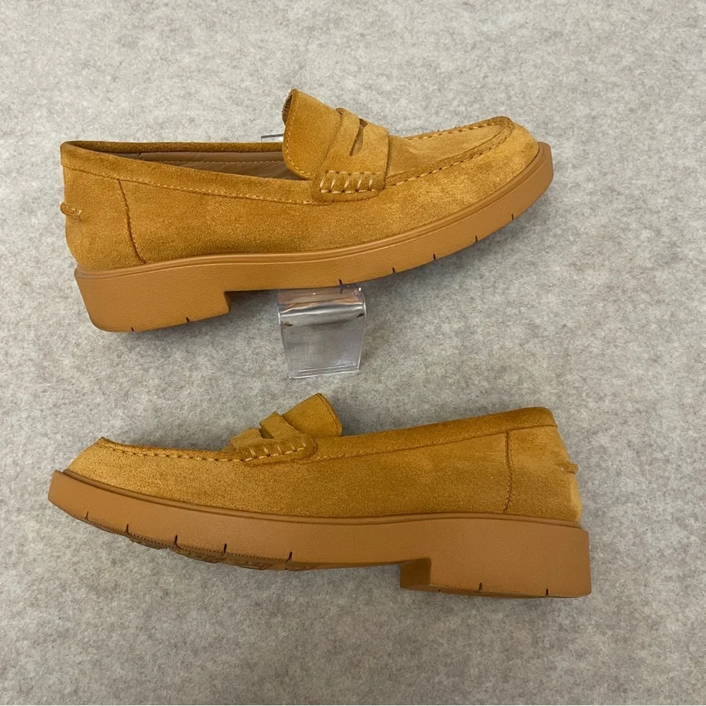 Geox Spherica D25QRA Yellow Suede Penny Chunky Loafers Womens size EURO 39 US9